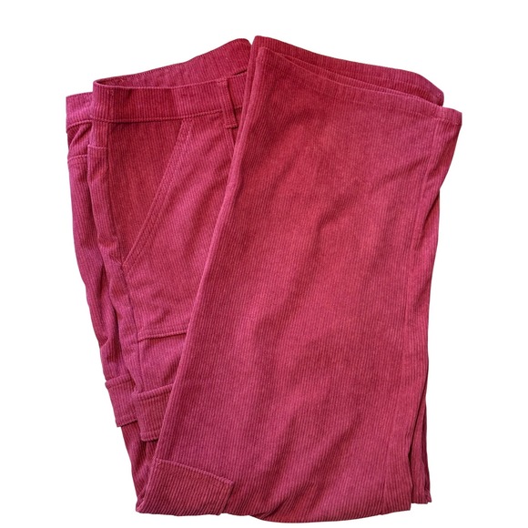 No Boundaries Women's Corduroy Cargo Pants Wine Punch Red XXL 20 Mid Rise - Picture 3 of 7